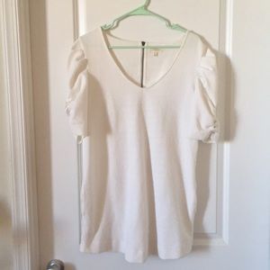 Anthropologie sz L white v-neck tunic - Deletta